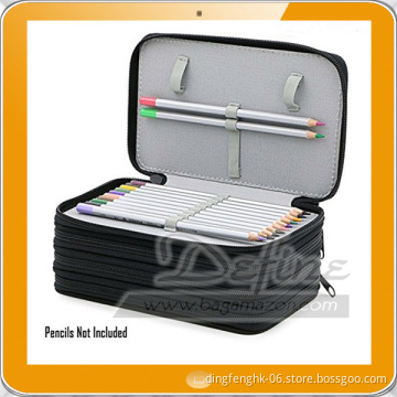 72 Slots Pen Bag Black Ripstop Nylon Pencil Case for Drawing Art